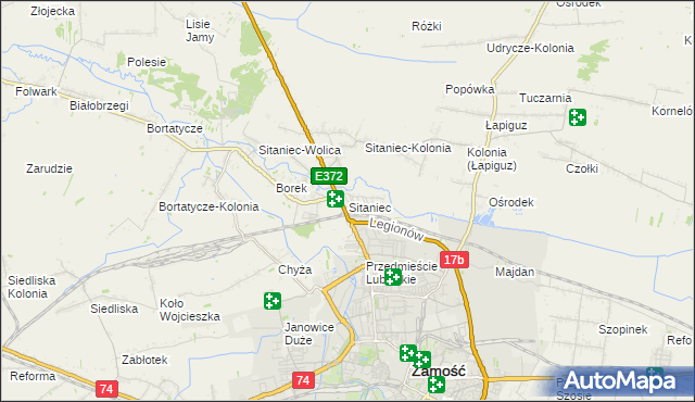 mapa Sitaniec, Sitaniec na mapie Targeo