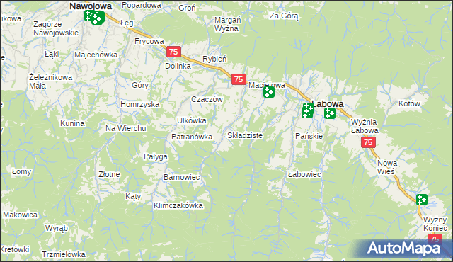mapa Składziste, Składziste na mapie Targeo
