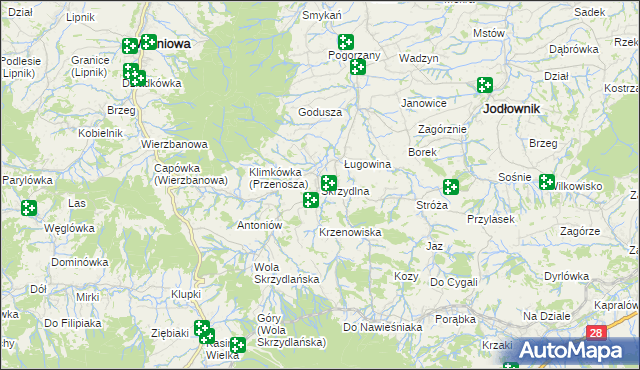 mapa Skrzydlna, Skrzydlna na mapie Targeo