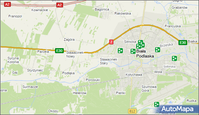 mapa Sławacinek Stary, Sławacinek Stary na mapie Targeo