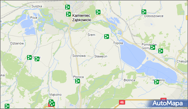 mapa Sławęcin gmina Kamieniec Ząbkowicki, Sławęcin gmina Kamieniec Ząbkowicki na mapie Targeo