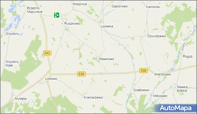 mapa Sławkowo gmina Działdowo, Sławkowo gmina Działdowo na mapie Targeo