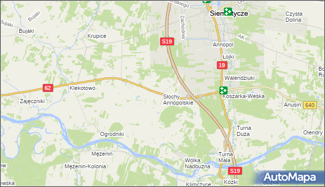 mapa Słochy Annopolskie, Słochy Annopolskie na mapie Targeo