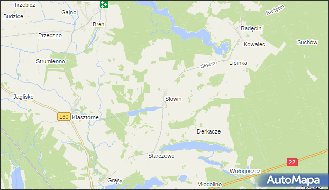 mapa Słowin, Słowin na mapie Targeo