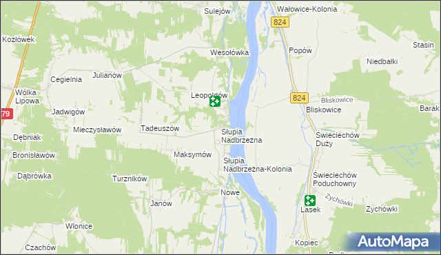 mapa Słupia Nadbrzeżna, Słupia Nadbrzeżna na mapie Targeo