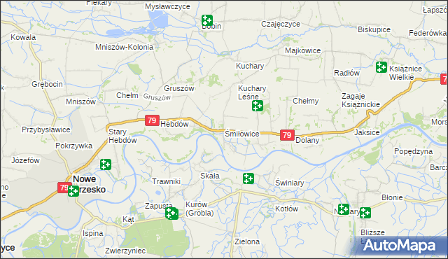 mapa Śmiłowice gmina Nowe Brzesko, Śmiłowice gmina Nowe Brzesko na mapie Targeo