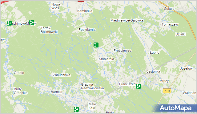 mapa Smolarnia gmina Wiskitki, Smolarnia gmina Wiskitki na mapie Targeo