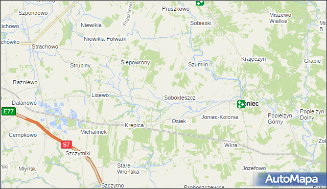 mapa Soboklęszcz gmina Joniec, Soboklęszcz gmina Joniec na mapie Targeo