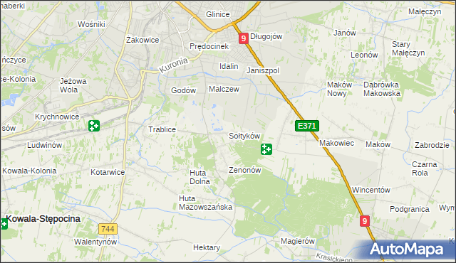 mapa Sołtyków gmina Skaryszew, Sołtyków gmina Skaryszew na mapie Targeo