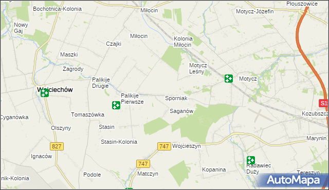 mapa Sporniak gmina Wojciechów, Sporniak gmina Wojciechów na mapie Targeo