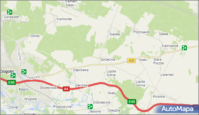 mapa Sprzęcice, Sprzęcice na mapie Targeo