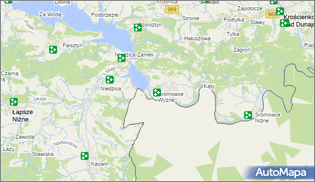mapa Sromowce Wyżne, Sromowce Wyżne na mapie Targeo