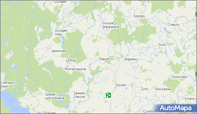 mapa Stacze gmina Kowale Oleckie, Stacze gmina Kowale Oleckie na mapie Targeo