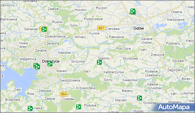 mapa Stadniki gmina Dobczyce, Stadniki gmina Dobczyce na mapie Targeo