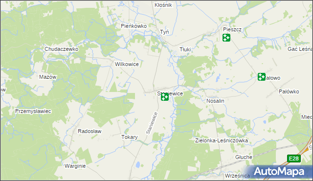 mapa Staniewice, Staniewice na mapie Targeo