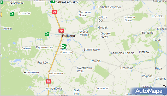 mapa Stanisławów gmina Policzna, Stanisławów gmina Policzna na mapie Targeo