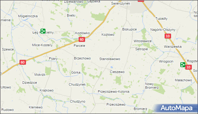 mapa Stanisławowo gmina Drobin, Stanisławowo gmina Drobin na mapie Targeo