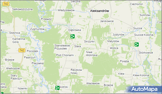 mapa Stara Kolonia gmina Aleksandrów, Stara Kolonia gmina Aleksandrów na mapie Targeo