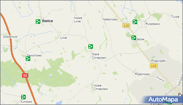 mapa Stare Chrapowo, Stare Chrapowo na mapie Targeo