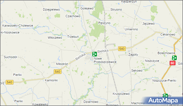 mapa Stare Proboszczewice, Stare Proboszczewice na mapie Targeo