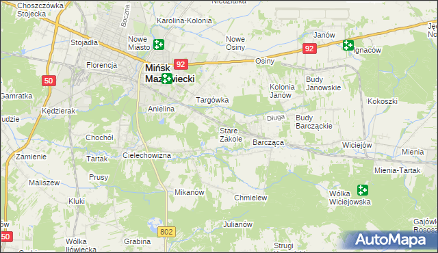 mapa Stare Zakole, Stare Zakole na mapie Targeo