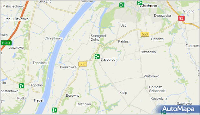 mapa Starogród gmina Chełmno, Starogród gmina Chełmno na mapie Targeo