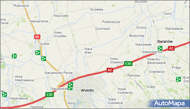 mapa Stary Drzewicz, Stary Drzewicz na mapie Targeo