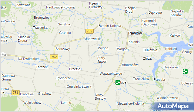 mapa Stary Jawor, Stary Jawor na mapie Targeo