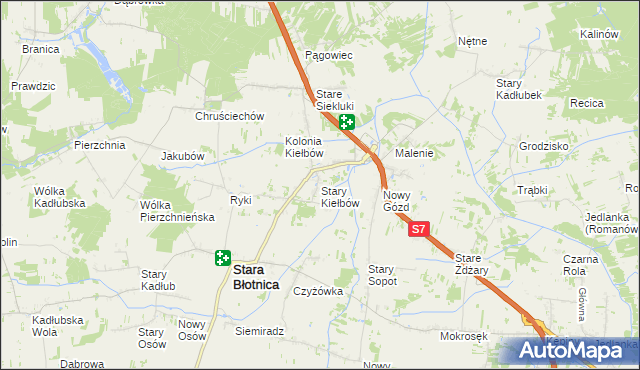 mapa Stary Kiełbów, Stary Kiełbów na mapie Targeo