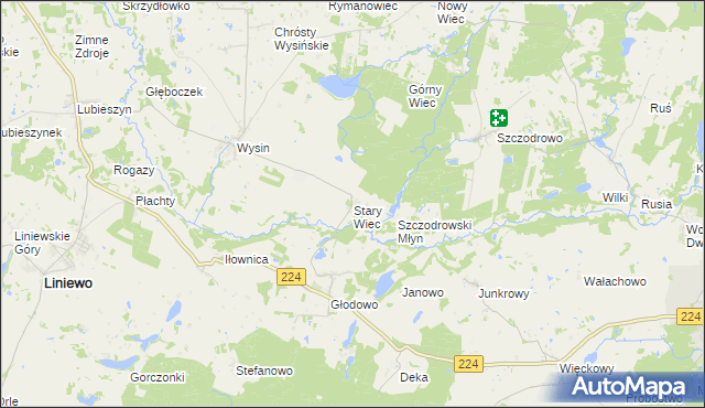 mapa Stary Wiec, Stary Wiec na mapie Targeo