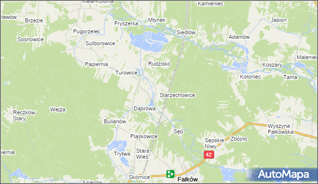 mapa Starzechowice, Starzechowice na mapie Targeo