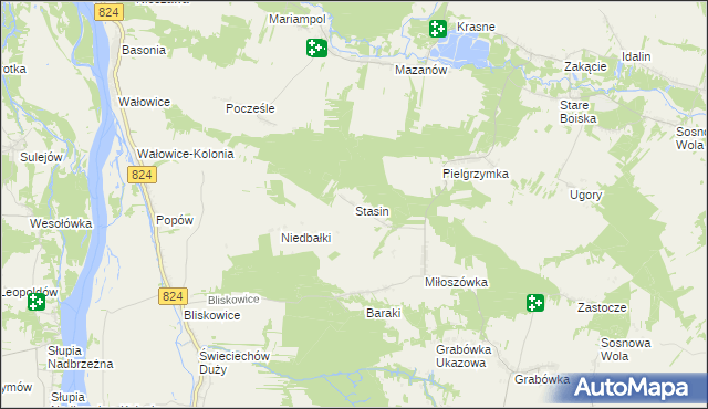 mapa Stasin gmina Józefów nad Wisłą, Stasin gmina Józefów nad Wisłą na mapie Targeo