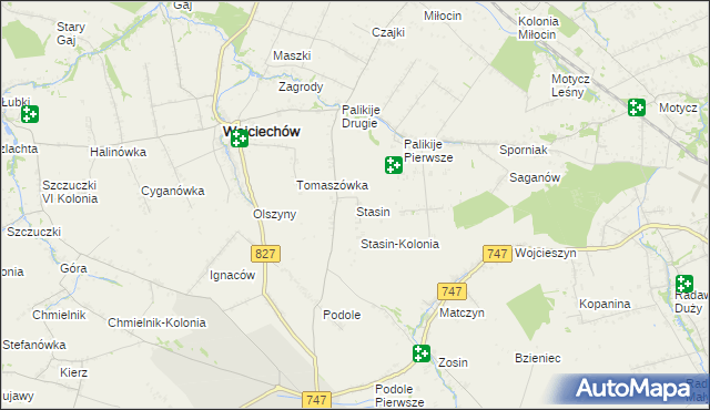 mapa Stasin gmina Wojciechów, Stasin gmina Wojciechów na mapie Targeo