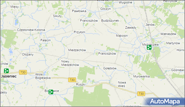 mapa Stefanków gmina Jasieniec, Stefanków gmina Jasieniec na mapie Targeo