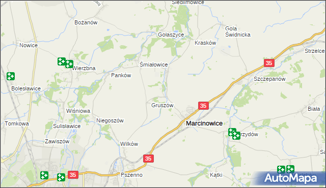 mapa Stefanowice gmina Marcinowice, Stefanowice gmina Marcinowice na mapie Targeo