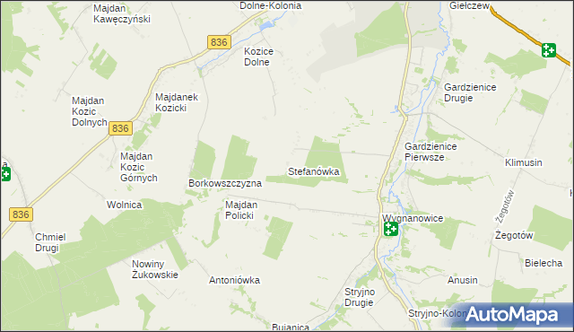 mapa Stefanówka gmina Piaski, Stefanówka gmina Piaski na mapie Targeo