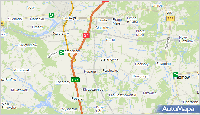 mapa Stefanówka gmina Tarczyn, Stefanówka gmina Tarczyn na mapie Targeo