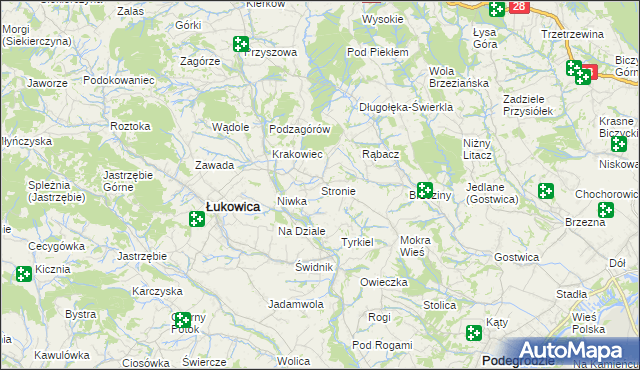 mapa Stronie gmina Łukowica, Stronie gmina Łukowica na mapie Targeo