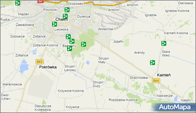 mapa Strupin Mały, Strupin Mały na mapie Targeo