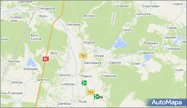 mapa Strzała gmina Gidle, Strzała gmina Gidle na mapie Targeo