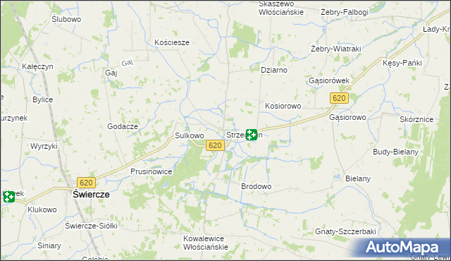 mapa Strzegocin gmina Świercze, Strzegocin gmina Świercze na mapie Targeo