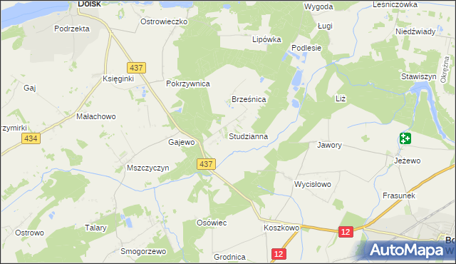 mapa Studzianna gmina Borek Wielkopolski, Studzianna gmina Borek Wielkopolski na mapie Targeo