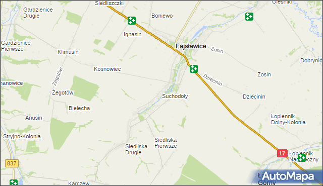 mapa Suchodoły gmina Fajsławice, Suchodoły gmina Fajsławice na mapie Targeo