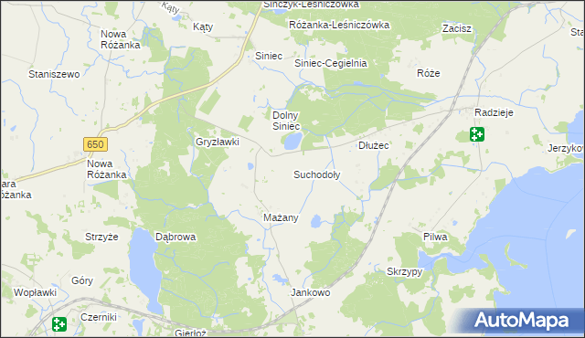 mapa Suchodoły gmina Kętrzyn, Suchodoły gmina Kętrzyn na mapie Targeo