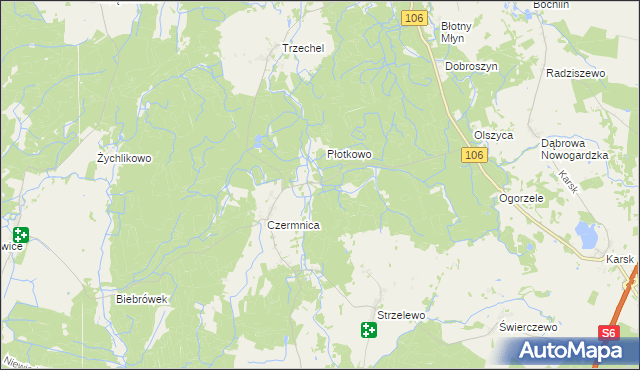 mapa Suchy Las gmina Nowogard, Suchy Las gmina Nowogard na mapie Targeo