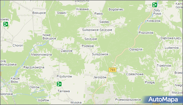 mapa Suliszowice, Suliszowice na mapie Targeo