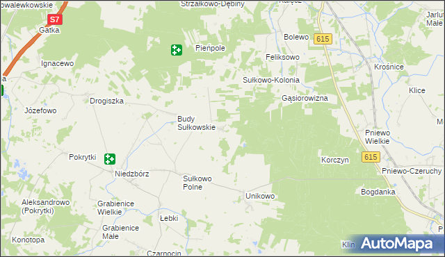 mapa Sułkowo Borowe, Sułkowo Borowe na mapie Targeo