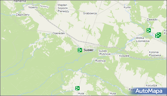 mapa Susiec, Susiec na mapie Targeo