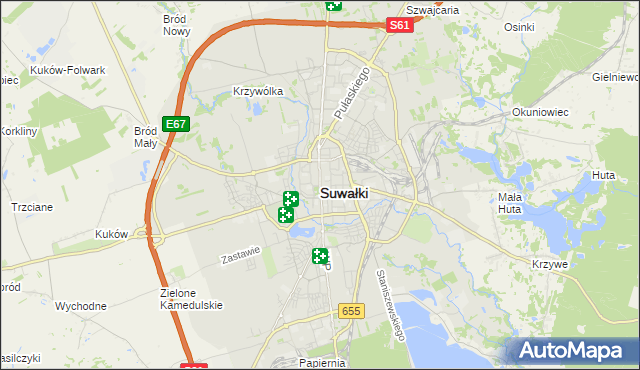 mapa Suwałk, Suwałki na mapie Targeo