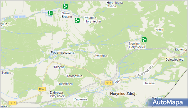 mapa Świdnica gmina Horyniec-Zdrój, Świdnica gmina Horyniec-Zdrój na mapie Targeo